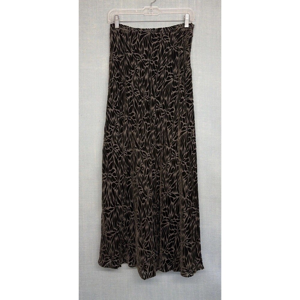 Vintage Banana Republic Burnout Velvet Dk Green Midi Bias Cut Quiet Luxury Sz 8